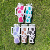 G-127 USA Pre-sale 40oz Bling Rhinestones Cow Print Tumbler Non-stick Outdoor Cups_USCC