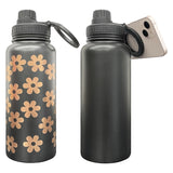 1PC Sample USA Warehouse 7 Colors 32oz Powder Coated Mirror Copper Plated Underneath Water Bottle with Magnetic Phone Holder for Laser Engraving