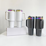 G127 USA Pre sale H2.0 40oz Rainbow Plated Underneath Cups Powder Coat Quencher Tumblers for Laser Engraving-USCC