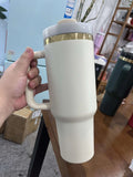 16 Pack China Warehouse powder coated gold underneath H2.0 40oz Christmas Tumblers For Laser Engraved