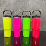 20 Pack China Warehouse Neon Colors 30oz Fip Straw Water Bottles Blank Sublimation Kids Tumblers