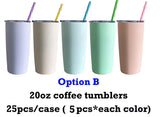 25 Pack China Warehouse Matte Maracon Sublimation 10oz 20oz Coffee Travel Mugs Tumblers With Colorful Striped Plastic Straw