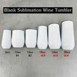 50 Pack China Warehouse 6oz 10z 12oz 16oz Stainless Steel White Sublimation Blanks Wine Tumblers