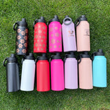 1PC Sample USA Warehouse 7 Colors 32oz Powder Coated Mirror Copper Plated Underneath Water Bottle with Magnetic Phone Holder for Laser Engraving