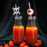 6pcs set 144 pack China Warehouse 144 Pcs Halloween Paper Straws skull Spider Eyeball Pumpkin Pattern South Striped halloween Party Straws for Juices Milkshakes Coffee-CNDM