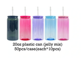 50 Pack USA Warehouse Libby Style 16oz 20oz Jelly Color Plastic Cup With PP Lids