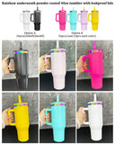 16 pack USA Warehouse flip straw leak proof powder coated rainbow plated underneath 40oz tumbler cups travel coffee mug with handle