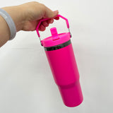 20 Pack China Warehouse Mirror Black Plated 30oz Flip Straw Outdoor Water Bottle with Top Handle for Laser Engraving