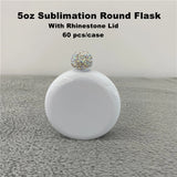 60 Pack China Warehouse 5oz White Blank Sublimation Mini Round Flask With Rhinestone Lid Sold By Case