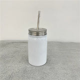 50 Pack China Warehouse 17oz 500ml White Sublimation Blanks Stainless Steel Mason Jar Tumbler With Stainless Steel Straw