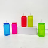 50 Pack USA Warehouse 16oz Bright Neon Color Plastic Can Same Size As Glass Can For UV DTF Wraps