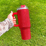 1PC sample USA Warehouse 8 Colors 40oz Bling Rhinestones LuxuriousTumblers With Lid and Straw Insulated Stainless Steel Double Wall Water Cup Travel Mug Water Bottle Tumblr For Women