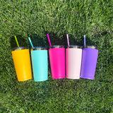 USA Warehouse powder coated 20oz rainbow plated car coffee tumblers with colored straw for laser engraving--USDM