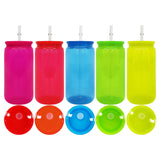 50 Pack USA Warehouse 16oz Bright Neon Color Plastic Can Same Size As Glass Can For UV DTF Wraps