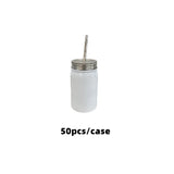 50 Pack China Warehouse 17oz 500ml White Sublimation Blanks Stainless Steel Mason Jar Tumbler With Stainless Steel Straw