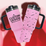 20Pack China warehouse 2025 Valentine's Day gift pink powder coated mirror black plated underneath 40oz H2.0 tumbler for laser engraving, pink black plated vacuum insulated 40oz coffee travel mugs for customized Valentine's Day gifts