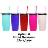 25 Pack China Warehouse Powder coated 20oz rainbow plated car coffee tumblers with colored straw for laser engraving--CNCC