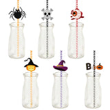 6pcs set 144 pack China Warehouse 144 Pcs Halloween Paper Straws skull Spider Eyeball Pumpkin Pattern South Striped halloween Party Straws for Juices Milkshakes Coffee-CNDM