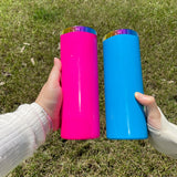 25 Pack China Warehouse 20oz Neon Colored Rainbow Underneath skinny Straight Tumbler