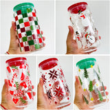 50 Pack China Warehouse Already Printed 16oz 3D Touch Christmas Glass Can With Colorful PP Lid