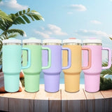 1PC Sample USA Warehouse 40oz Blank Sublimation 5 Colors Matt Macaron Color Tumblers With Handle and Straw Lido