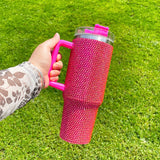 1PC sample USA Warehouse 8 Colors 40oz Bling Rhinestones LuxuriousTumblers With Lid and Straw Insulated Stainless Steel Double Wall Water Cup Travel Mug Water Bottle Tumblr For Women