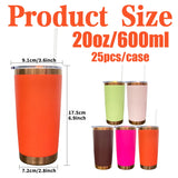 25 Pack China Warehouse Bright Colors 20oz Copper Powder Coat Coffee Yeti Stainless Steel Tumbler with Magnetic Lid for Laser Engraving