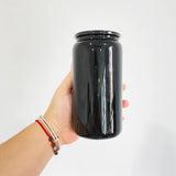 50 Pack China Warehouse Classic Black 16oz Glass Can With PP Lids Beer Can Shaped Drinkware