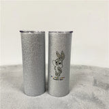 25 Pack China Warehouse 20oz Bling Blank Sublimation Diy Heat Transfer Straight Glitter Silver Tumbler