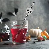 6pcs set 144 pack China Warehouse 144 Pcs Halloween Paper Straws skull Spider Eyeball Pumpkin Pattern South Striped halloween Party Straws for Juices Milkshakes Coffee-CNDM