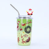 New Christmas series 35 Pack China Warehouse 16oz straw cup cartoon double-layer stainless steel thermos cup and coffee cup for custom logo is available.