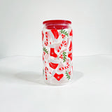 50 Pack China Warehouse Already Printed 16oz 3D Touch Christmas Glass Can With Colorful PP Lid