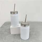 50 Pack China Warehouse 17oz 500ml White Sublimation Blanks Stainless Steel Mason Jar Tumbler With Stainless Steel Straw