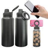 1PC Sample USA Warehouse 7 Colors 32oz Powder Coated Mirror Copper Plated Underneath Water Bottle with Magnetic Phone Holder for Laser Engraving