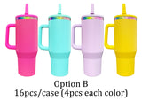 16 pack USA Warehouse flip straw leak proof powder coated rainbow plated underneath 40oz tumbler cups travel coffee mug with handle