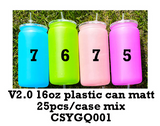 Kids 16oz matte colored plastic can same shape as glass can 25packs-USCC