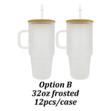 12 Pack China Warehouse 32oz 40oz frosted&clear glass mugs for sublimation 12packs glass can with bamboo lids-CNDM