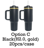 20 Pack USA Warehouse 40oz H2.0 Gold Plated Black Powder Coating Tumblers-USDM