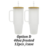 12 Pack China Warehouse 32oz 40oz frosted&clear glass mugs for sublimation 12packs glass can with bamboo lids-CNDM