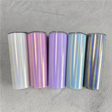 25 Pack China Warehouse 20oz Sublimation Coated Blanks Teal Lavender Shimmer Glitter Straight Tumbler