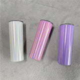 25 Pack China Warehouse 20oz Sublimation Coated Blanks Teal Lavender Shimmer Glitter Straight Tumbler