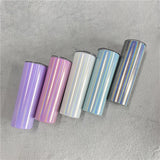 25 Pack China Warehouse 20oz Sublimation Coated Blanks Teal Lavender Shimmer Glitter Straight Tumbler