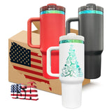 20 Pack USA Warehouse 40oz H2.0 Green Plated Power Cotaed Christmas Tumblers For Laser Engraving