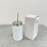 50 Pack China Warehouse 17oz 500ml White Sublimation Blanks Stainless Steel Mason Jar Tumbler With Stainless Steel Straw