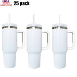 H2.0 40oz Blank Sublimation White Color Travel Tumblers With Handle-USCC