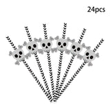 6pcs set 144 pack China Warehouse 144 Pcs Halloween Paper Straws skull Spider Eyeball Pumpkin Pattern South Striped halloween Party Straws for Juices Milkshakes Coffee-CNDM