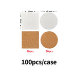 100 Pack China warehouse Wholesale Sublimation Blanks 10cm*10cm Square 10.3cm Round Table Ceramic Coaster With Cork For Drink Coffee