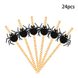 6pcs set 144 pack China Warehouse 144 Pcs Halloween Paper Straws skull Spider Eyeball Pumpkin Pattern South Striped halloween Party Straws for Juices Milkshakes Coffee-CNDM