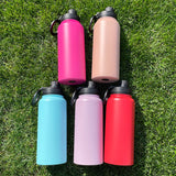 1PC Sample USA Warehouse 7 Colors 32oz Powder Coated Mirror Copper Plated Underneath Water Bottle with Magnetic Phone Holder for Laser Engraving