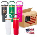 25 Pack USA Warehouse 30oz Flip Straw Gold & Copper Mixed Student School Tumblers For Laser Engraving